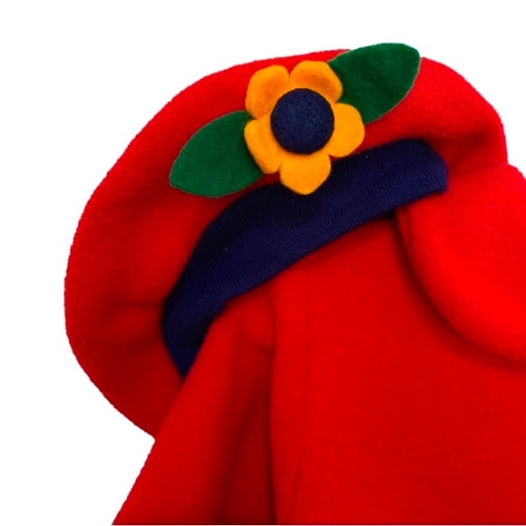 Vintage PETE’S PARTNER Fleece Romper & Beret Both Adorned W/Flowers Sz 6-9 M - Picture 3 of 6